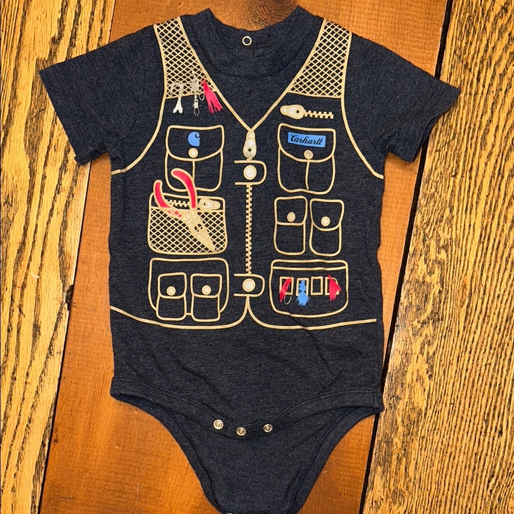 Carhartt Baby Bodysuit with Fishing Vest Print